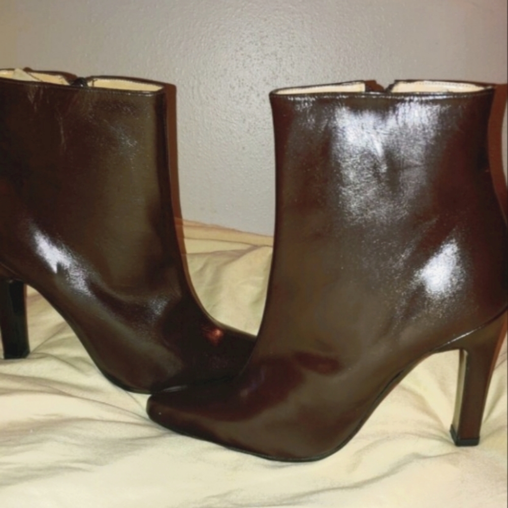 Coup d'etat Brown Calf Leather Ankle Boots, Sz 7B,